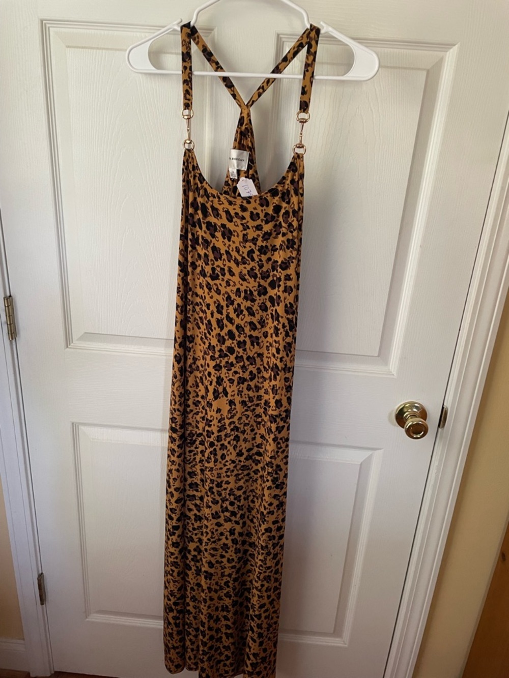 Donna Morgan Leopard Maxi Dress Size 10 🐆✨ Gold Hardware Flowy